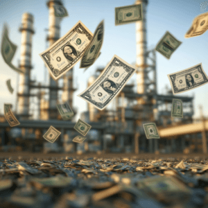 Industrial refinery with financial incentives, representing procurement of tax benefits for industrial facilities.