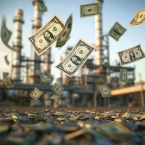 Industrial refinery with financial incentives, representing procurement of tax benefits for industrial facilities.
